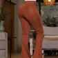 High Waist Slim Fit Flared Pants Cinch Waist Casual Pants