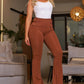 High Waist Slim Fit Flared Pants Cinch Waist Casual Pants