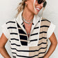 Black Stripe Colorblock Quarter Zip Collar Sweater Vest