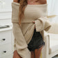 Off Shoulder Long Sleeve Oversized Knit Sweater