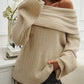 Off Shoulder Long Sleeve Oversized Knit Sweater