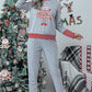 Light Grey Christmas Striped Contrast Two Piece Lounge Set