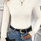 Beige Turtleneck Fleece Lined Knit Sweater