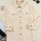 Oatmeal Corduroy Flap Pocket Button Up Shacket