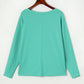 Green Solid Color Patchwork Long Sleeve Top