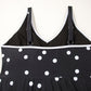 Black Polka Dot/Colorblock Trim V Neck Plus Size Swim Dress