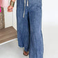 Dusk Blue Plus Size Drawstring High Waist Straight Leg Jeans