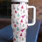 White Cartoon Christmas Tree Printed Thermos Cup 40oz