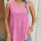 V Neck Sleeveless Thick Strap Hollow out Knit Tank Causal Top