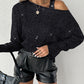 2 Piece Skew Neck Long Sleeve Hollow out Cover Up Basic Tank Casual Sweater Set