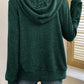 Evergreen Ribbed Zip Up Front Drawstring Hoodie