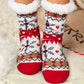 Fiery Red Christmas Pattern Plush Lined Winter Socks