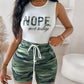 Nope Not Today Camouflage Print Casual Tank Top & Shorts Set