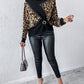 Leopard Pattern Pullover Knit Sweater Crewneck Long Sleeve Tops