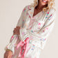 White Plus Size Wine Glass Print Bow Knot Pajama Set