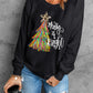 Black Merry & Bright Christmas Tree Graphic Sweatshirt