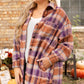 Multicolour Plus Size Plaid Print Collared Button up Jacket