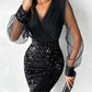 Sheer Mesh Sequin Patchwork Bodycon Dress