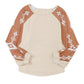 Apricot Western Print Patch Long Sleeve Top