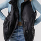 Black Quilted High Neck Zip Up Jacket Vest