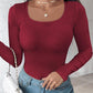 2 Piece U Neck Long Sleeve Athletic Tank Tops with Built In Bras Ribbed Design Casual Pack Top