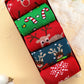 Fiery Red 5 Pairs/Set Christmas Cartoon Elk Soft Socks Set with Box