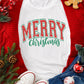 White MERRY Christmas Graphic Round Neck T Shirt