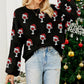 Black Cheer for Christmas Round Neck Casual Sweater