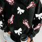 Black Crawfish Bow Sequin Patched Graphic Sweatshirt