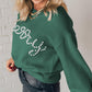 Blackish Green Pearl Beaded Merry Casual Sweater