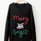 Black Tinsel Merry and Bright Graphic Christmas Sweater