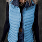 Sky Blue Plush Collared Quilted Zipped Puffer Vest