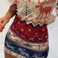 Christmas Snowflake Elk Print Crewneck Bodycon Dress Slim Fit Long Sleeve Mini Dress