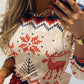 Christmas Snowflake Elk Print Crewneck Bodycon Dress Slim Fit Long Sleeve Mini Dress