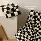 Black Fuzzy Checkerboard Bath Towel