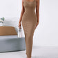 ChicMe ShapeSculpt Basic Lounge Slip U Neck Long Dress Elegant Sleeveless Ribbed Bodycon Maxi Dresses