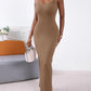 ChicMe ShapeSculpt Basic Lounge Slip U Neck Long Dress Elegant Sleeveless Ribbed Bodycon Maxi Dresses