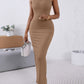 ChicMe ShapeSculpt Basic Lounge Slip U Neck Long Dress Elegant Sleeveless Ribbed Bodycon Maxi Dresses