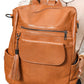 Brown Tassel Decor Retro PU Large Capacity Backpack