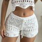 Crochet Lace Sleeveless Crop Knit Top & Shorts Set