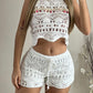 Crochet Lace Sleeveless Crop Knit Top & Shorts Set