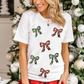 White Christmas Bowknot Graphic Cotton Blend T Shirt