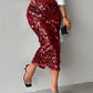 Allover Sequin Fashionable Midi Calf Skirt