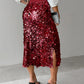 Allover Sequin Fashionable Midi Calf Skirt