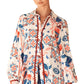 Multicolour Western Printed Ric Rac Bishop Sleeve Button Up Shirt