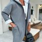 Hooded Pocket Design Zip Up Lined Longline Coat