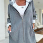 Hooded Pocket Design Zip Up Lined Longline Coat