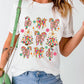 White Christmas Tree Bow Knot Print Round Neck T Shirt