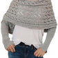 Gray Cross Detail Hollowed Knit Scarf with Sleeves