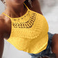 Jacquard Halter Lace Trim Sleeveless Tank Casual Slim Fit Knit Top